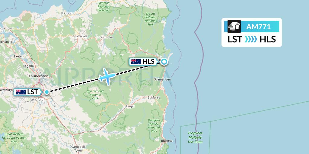 AM771 Aeromexico Flight Map: Launceston to Australia