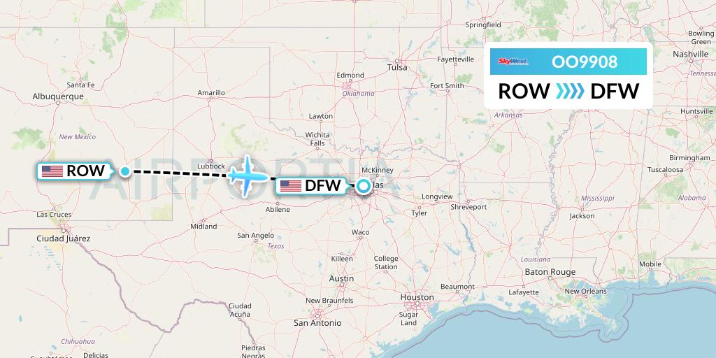 OO9908 SkyWest Airlines Flight Map: Roswell to Dallas