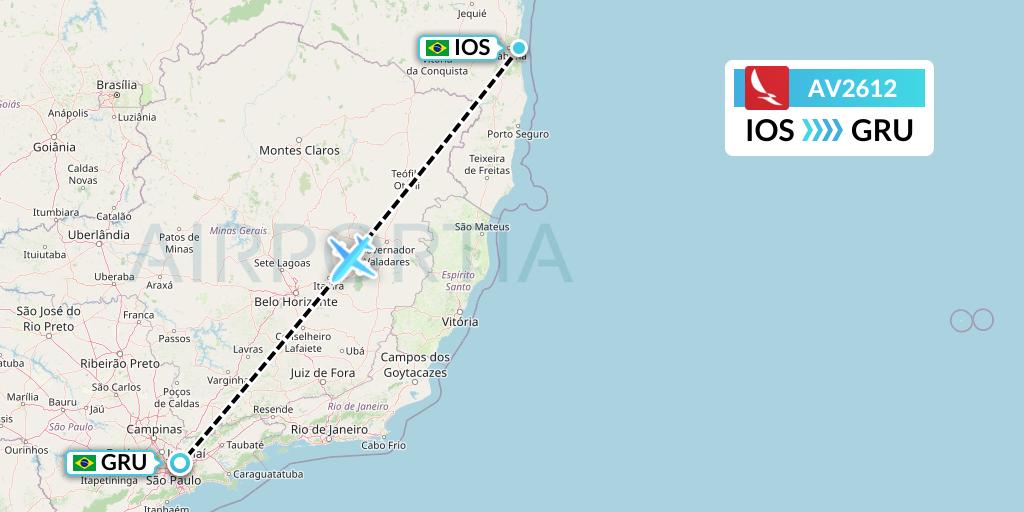 AV2612 Avianca Flight Map: Ilheus to Sao Paulo