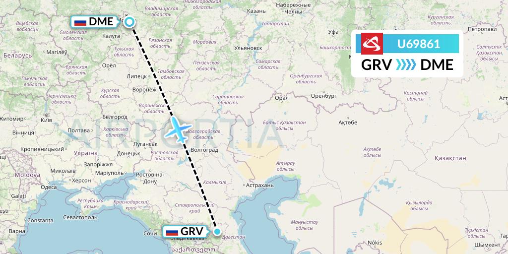 U69861 Ural Airlines Flight Map: Grozny to Moscow