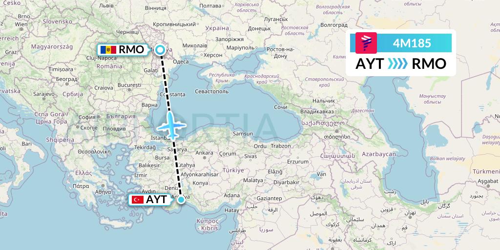 4M185 LATAM Airlines Argentina Flight Map: Antalya to Chisinau