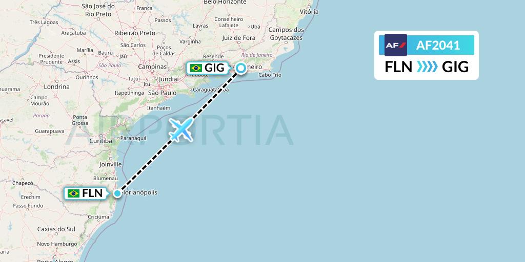 AF2041 Air France Flight Map: Florianopolis to Rio de Janeiro