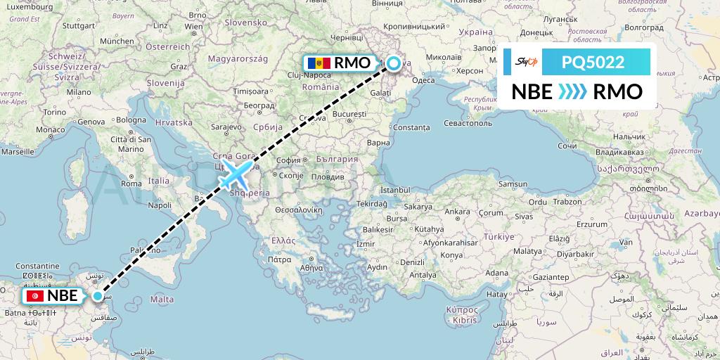 PQ5022 SkyUp Airlines Flight Map: Enfidha to Chisinau