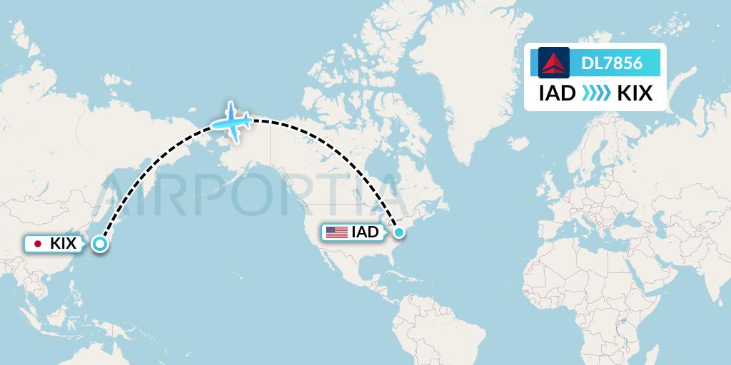 DL7856 Delta Air Lines Flight Map: Washington to Osaka