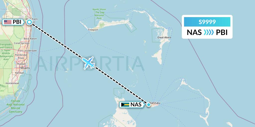 S9999 Flybig Flight Map: Nassau to West Palm Beach