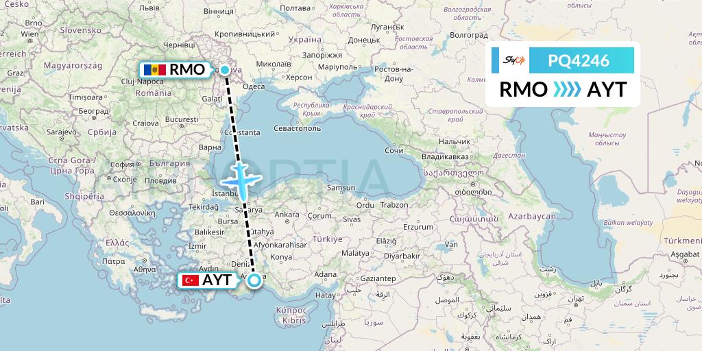 PQ4246 SkyUp Airlines Flight Map: Chisinau to Antalya