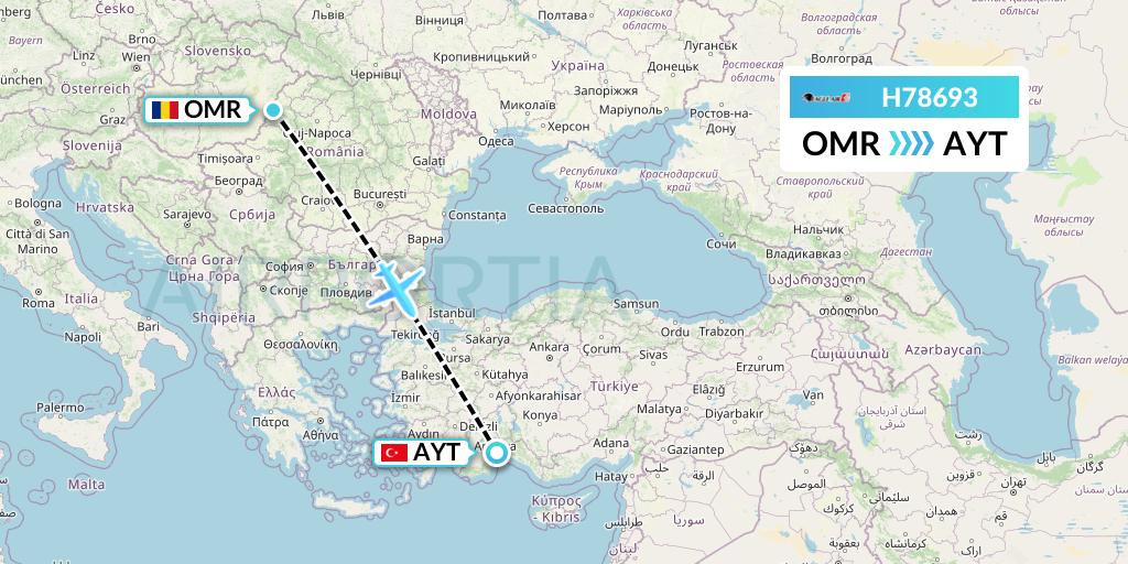 H78693 Eagle Air Flight Map: Oradea to Antalya
