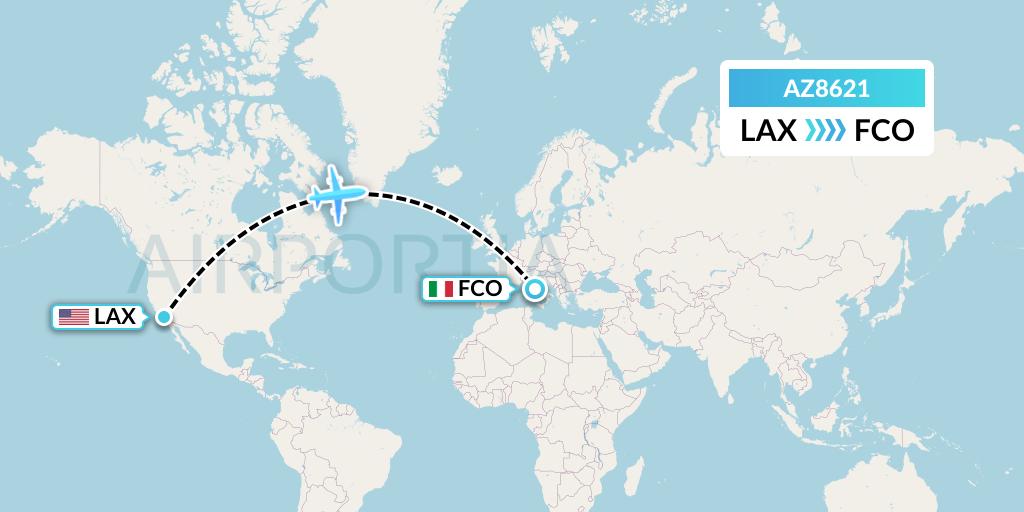 AZ8621 ITA Airways Flight Map: Los Angeles to Rome