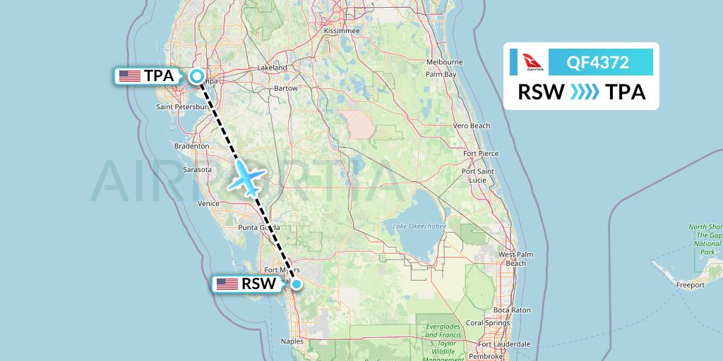 QF4372 Qantas Flight Map: Fort Myers to Tampa