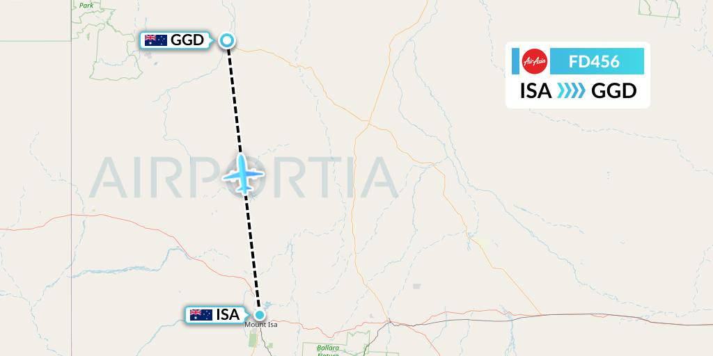 FD456 Thai AirAsia Flight Map: Mount Isa to Australia
