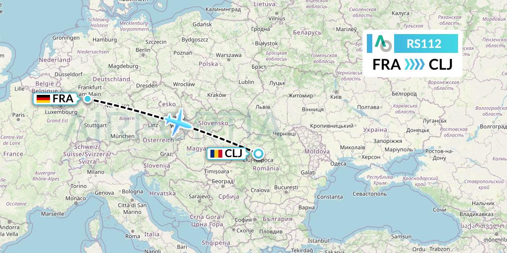 RS112 Air Seoul Flight Map: Frankfurt to Cluj-Napoca