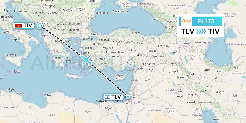 FL173 AirTran Flight Map: Tel Aviv to Tivat