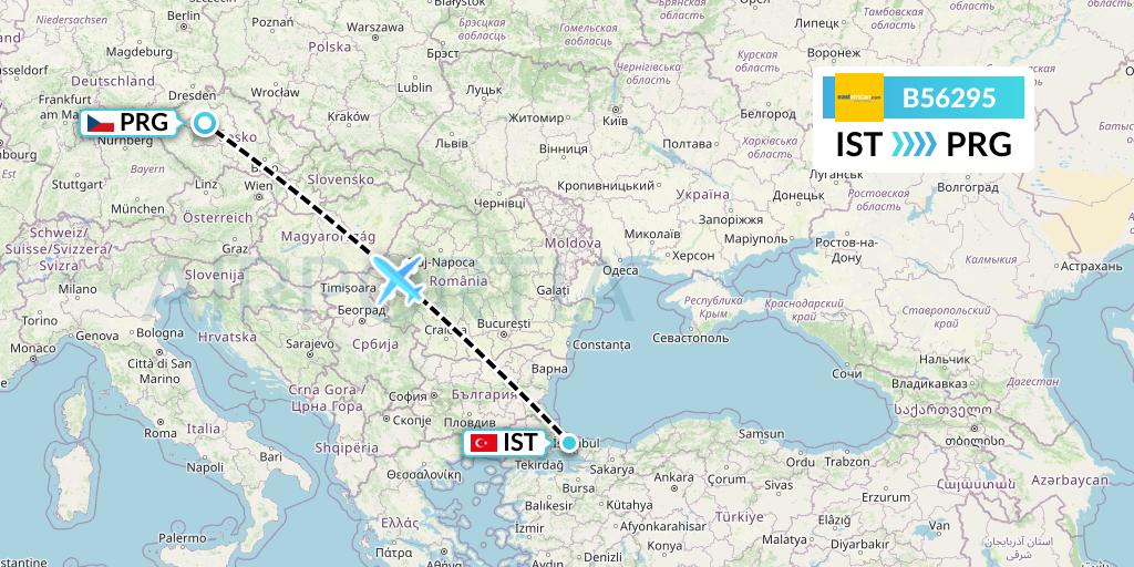 B56295 Fly SAX Flight Map: Istanbul to Prague