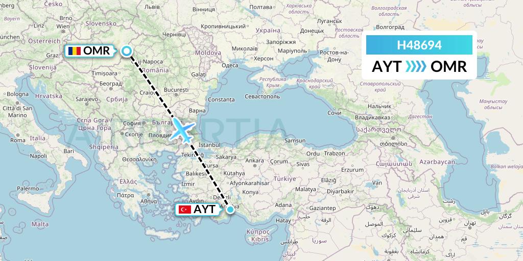 H48694 Hisky Europe Srl Flight Map: Antalya to Oradea