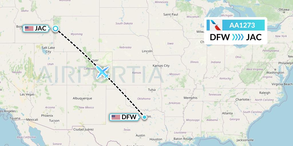 AA1273 American Airlines Flight Map: Dallas to Jackson