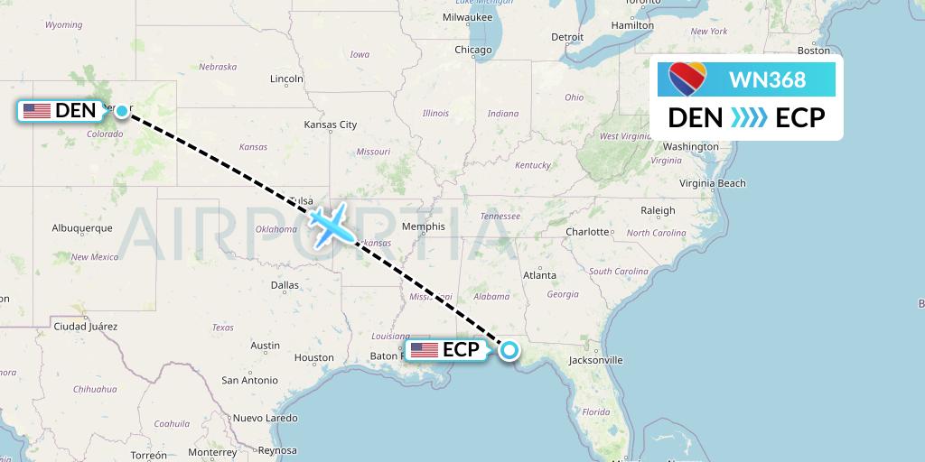 WN368 Southwest Airlines Flight Map: Denver to Panama City