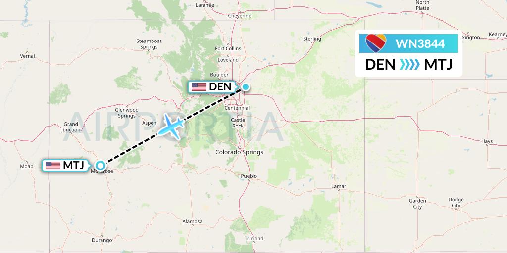 WN3844 Southwest Airlines Flight Map: Denver to Montrose