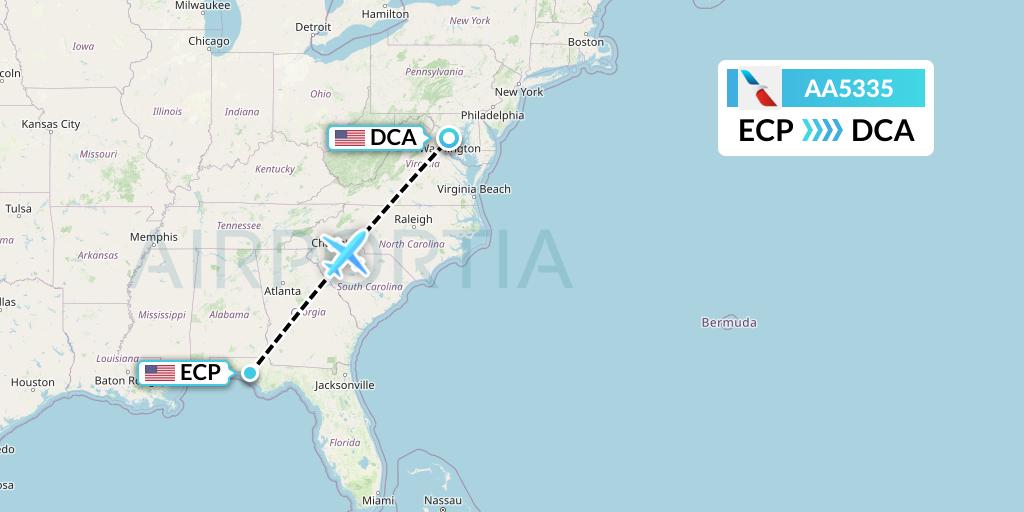AA5335 American Airlines Flight Map: Panama City to Washington