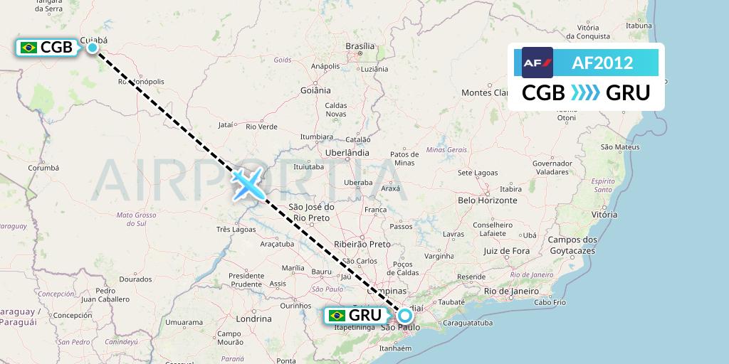 AF2012 Air France Flight Map: Cuiaba to Sao Paulo