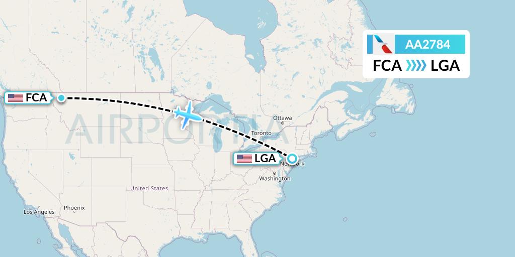 AA2784 American Airlines Flight Map: Kalispell to New York