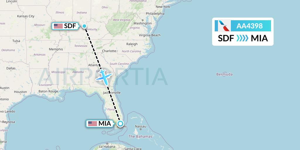 AA4398 American Airlines Flight Map: Louisville to Miami