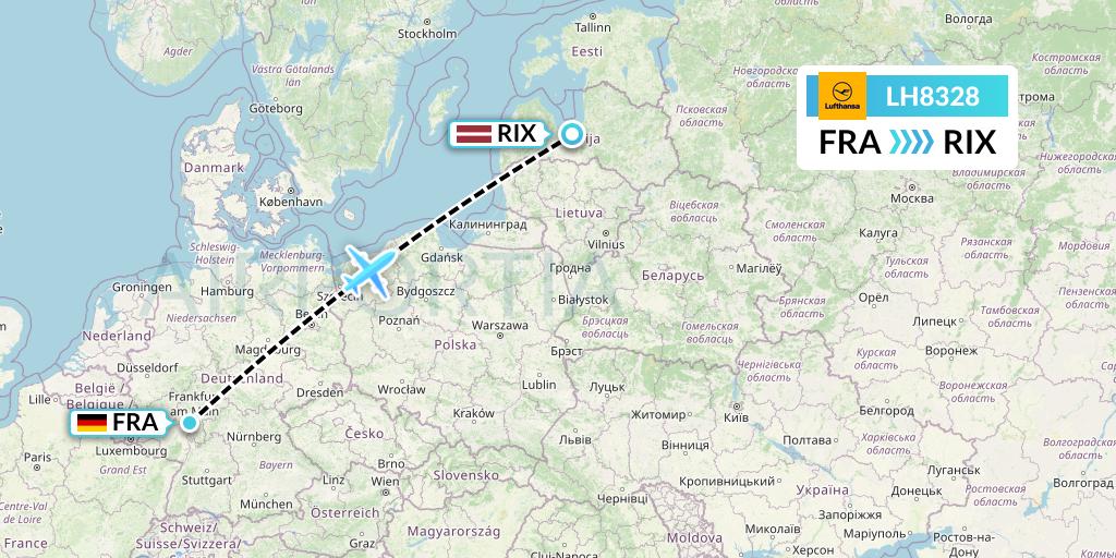 LH8328 Lufthansa Flight Map: Frankfurt to Riga