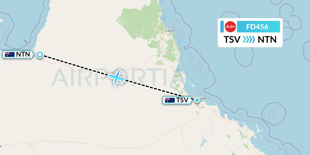 FD456 Thai AirAsia Flight Map: Townsville to Normanton