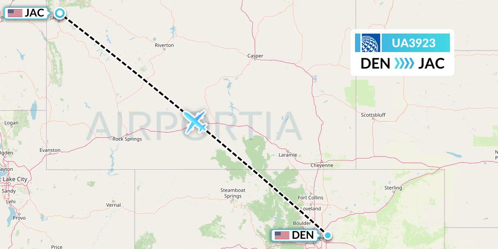 UA3923 United Airlines Flight Map: Denver to Jackson