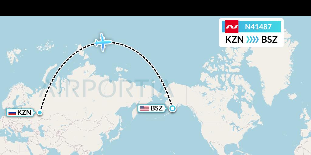 N41487 Nordwind Airlines Flight Map: Kazan to Egegik
