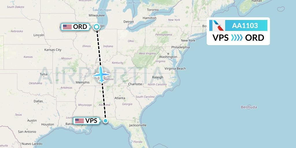 AA1103 American Airlines Flight Map: Valparaiso to Chicago