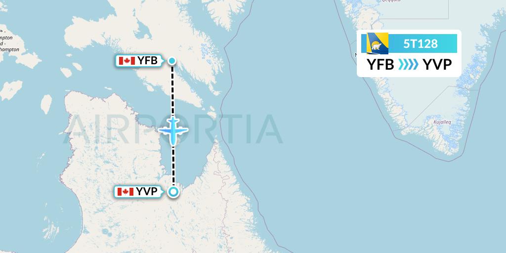 5T128 Canadian North Flight Map: Iqaluit to Kuujjuaq