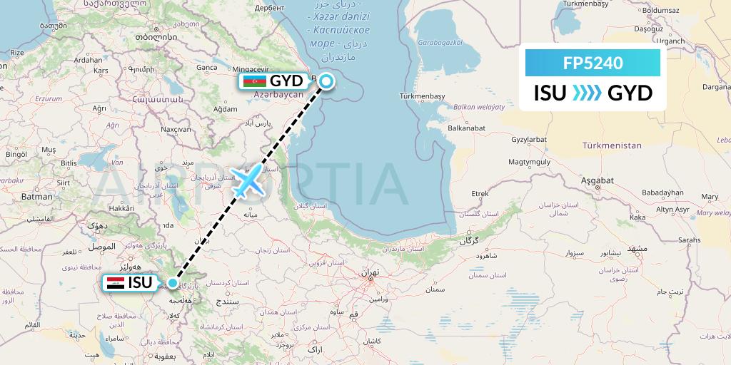 FP5240 FlyPelican Flight Map: Sulaimaniyah to Baku