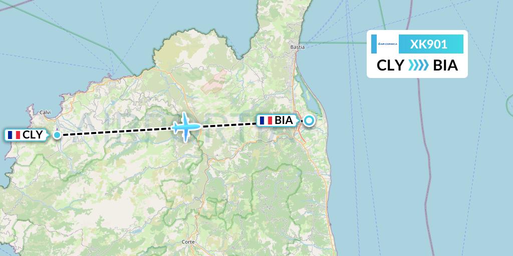 XK901 Air Corsica Flight Map: Calvi to Bastia