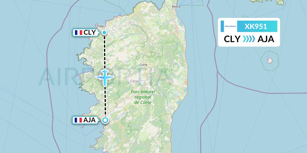 XK951 Air Corsica Flight Map: Calvi to Ajaccio