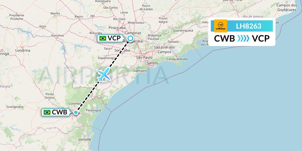 LH8263 Lufthansa Flight Map: Curitiba to Campinas