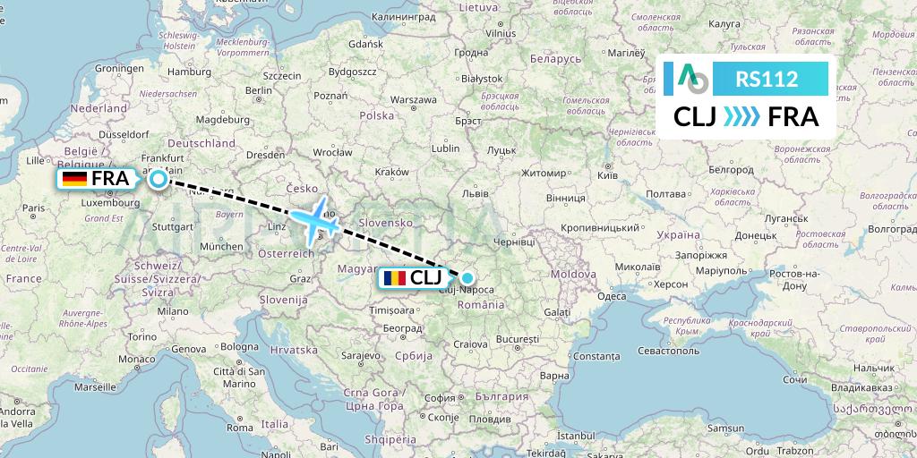RS112 Air Seoul Flight Map: Cluj-Napoca to Frankfurt