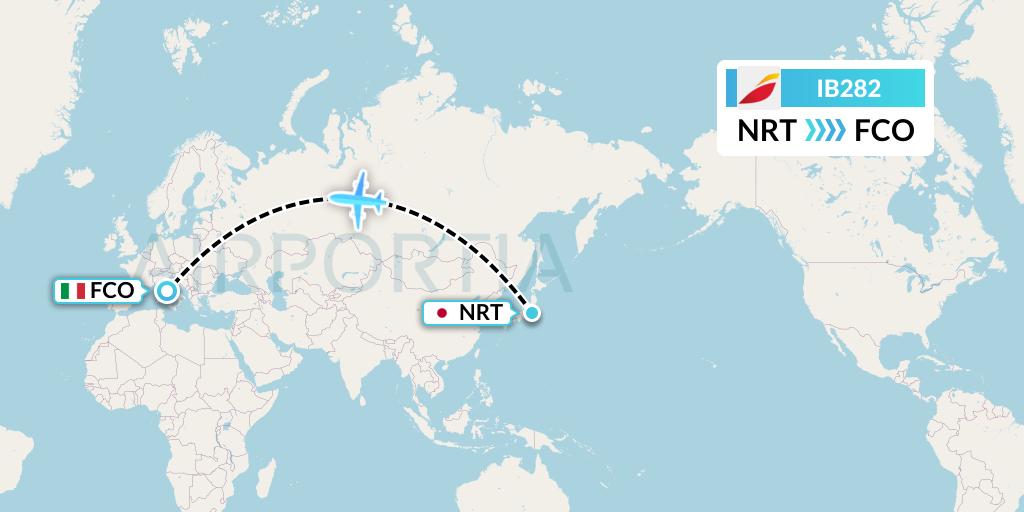 IB282 Iberia Flight Map: Tokyo to Rome