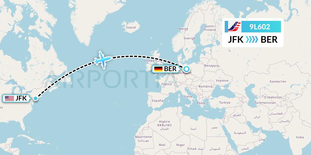 9L602 AirTanker Services Flight Map: New York to Berlin