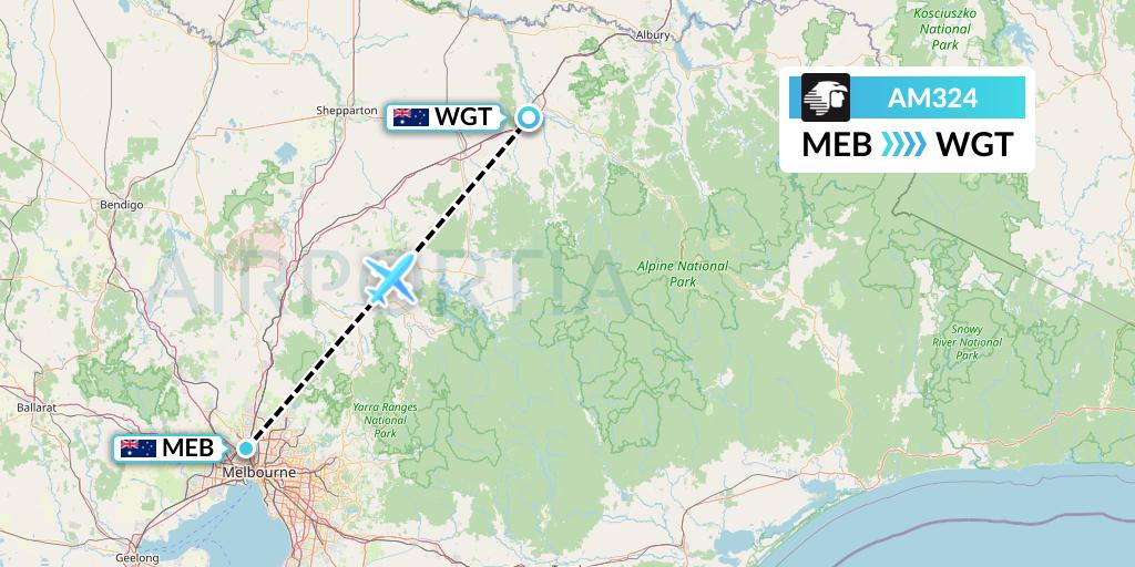 AM324 Aeromexico Flight Map: Essendon to Wangaratta