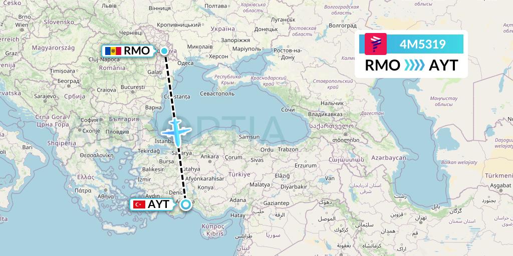 4M5319 LATAM Airlines Argentina Flight Map: Chisinau to Antalya