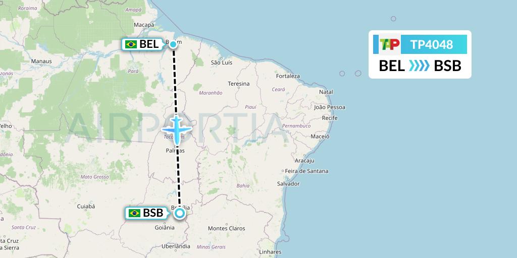 TP4048 TAP Portugal Flight Map: Belem to Brasilia