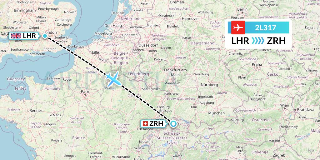 2L317 Helvetic Airways Flight Map: London to Zurich