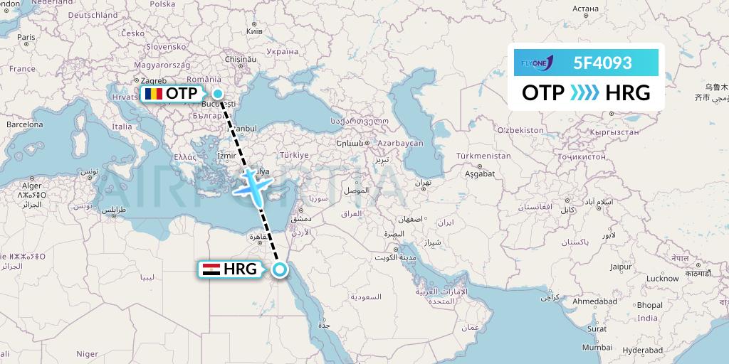 5F4093 Fly One Flight Map: Bucharest to Hurghada