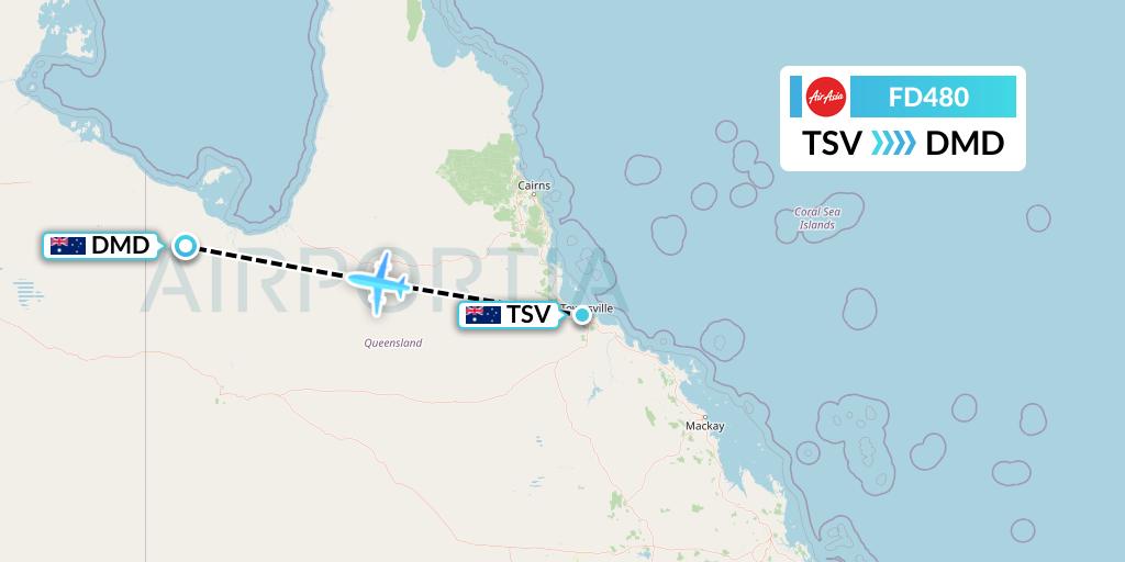 FD480 Thai AirAsia Flight Map: Townsville to Doomadgee