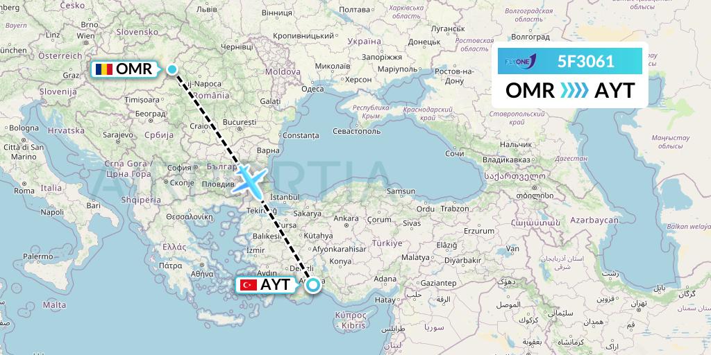 5F3061 Fly One Flight Map: Oradea to Antalya