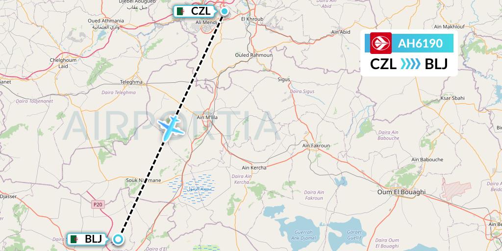 AH6190 Air Algerie Flight Map: Constantine to Batna