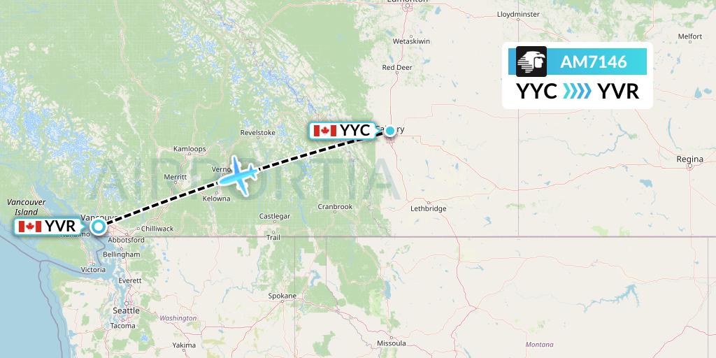 AM7146 Aeromexico Flight Map: Calgary to Vancouver