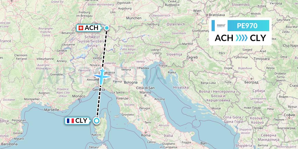 PE970 People's Viennaline Flight Map: St. Gallen to Calvi