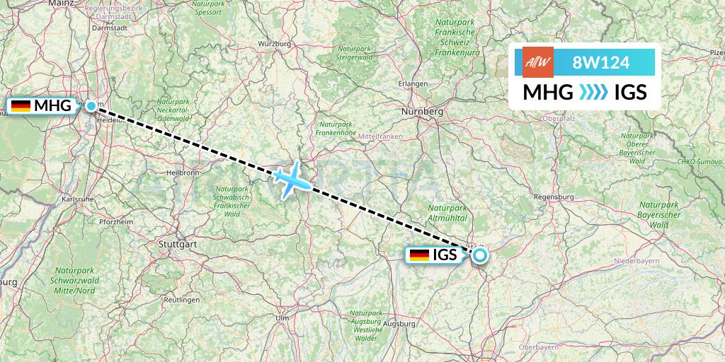 8W124 Fly AllWays Flight Map: Mannheim to Ingolstadt