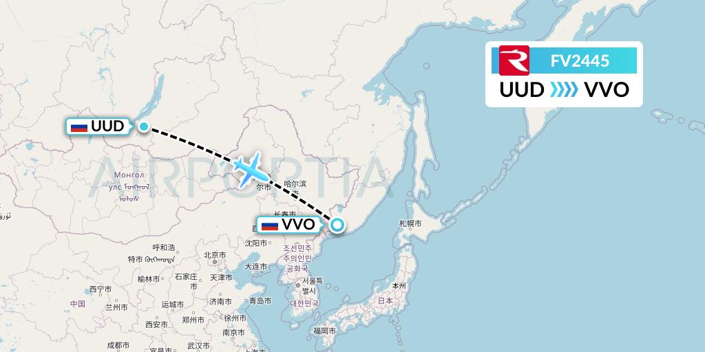 FV2445 Rossiya Flight Map: Ulan-Ude to Vladivostok